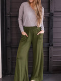 Pocketed Elastic Waist Wide Leg Pants