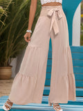 Perfee Smocked Tied High Waist Pants