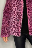 Opulent Leopard Luxe Fur-Collared Long Sleeve Coat