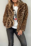 Opulent Leopard Luxe Fur-Collared Long Sleeve Coat