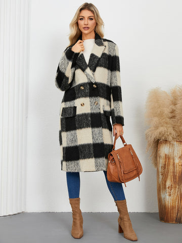 Regal Tartan Double-Breasted Overcoat - Luxe Winter Coat