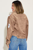 Baseball Sequin Dropped Shoulder Raw Hem Jacket