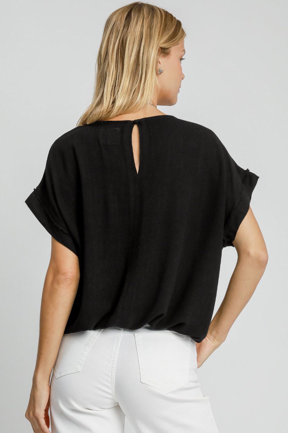 LuxeSilhouette Drawstring Hem Tee - Stylish Casual Top