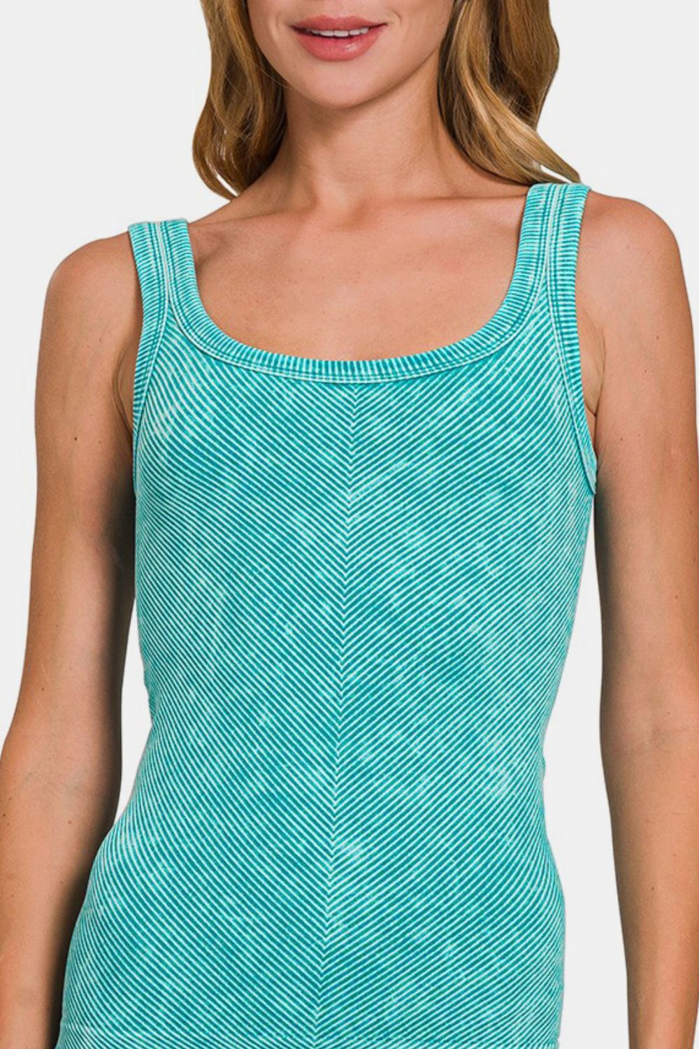 Ribbed Scoop Neck Tank - Elysian Luxe Top