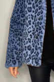 Opulent Leopard Luxe Fur-Collared Long Sleeve Coat