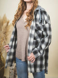 Raw Hem Plaid Long Sleeve Hooded Jacket