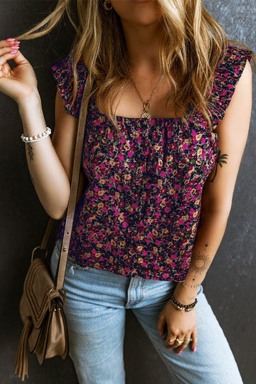 Chic Printed Square Neck Top - Effortless Elegance