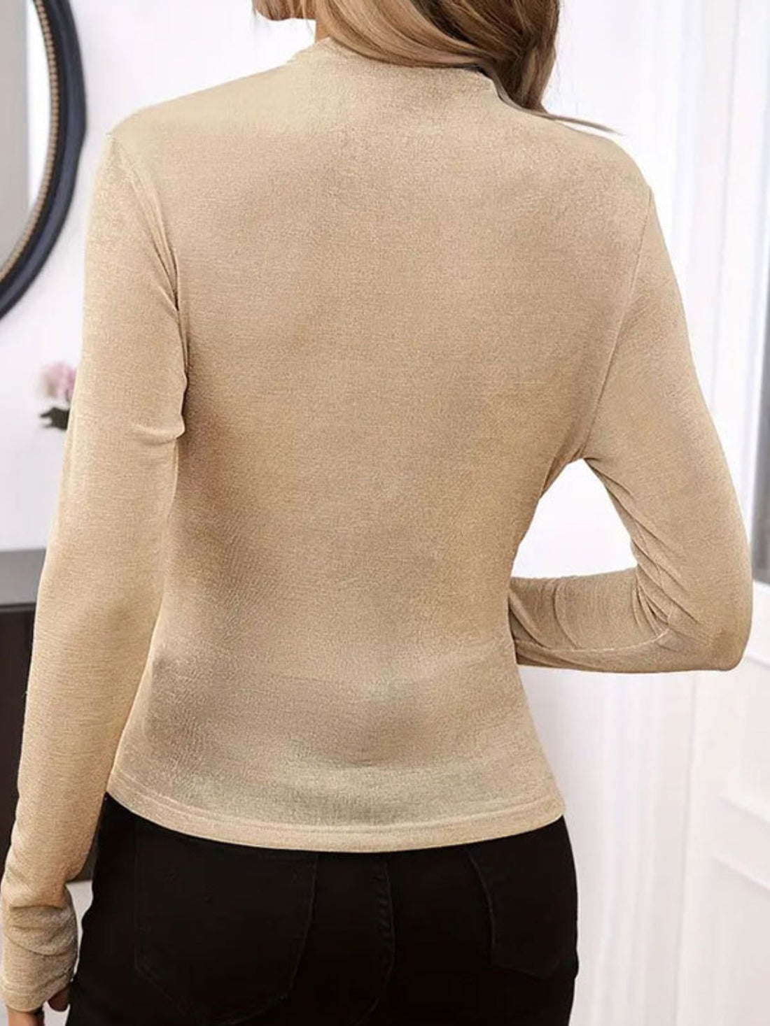 Elegant Mock Neck Ruched Top - Opulent Fashion Blouse