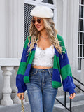 Angel Wings Striped Open Front Dropped Shoulder Cardigan