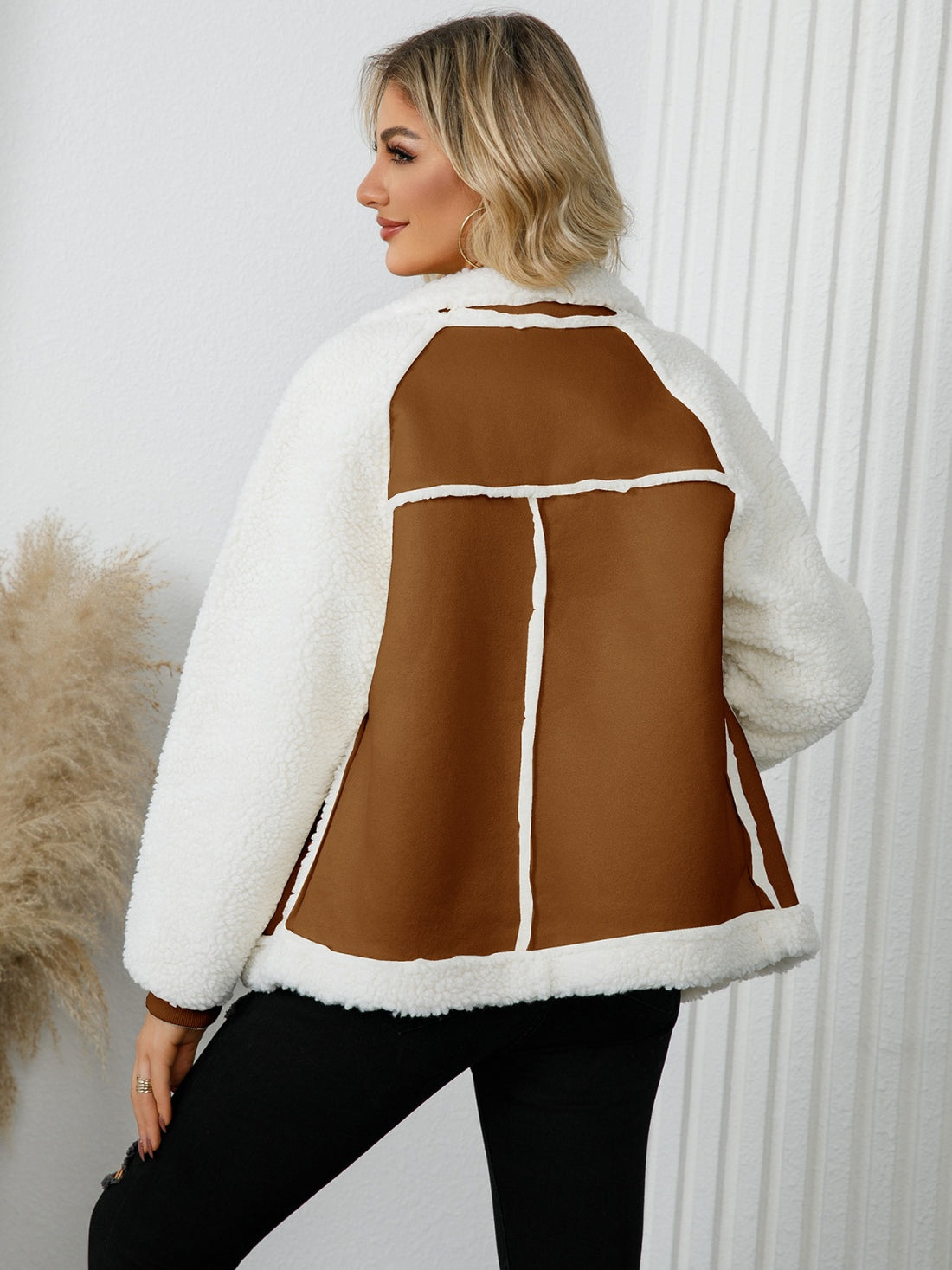 Luxe Sherpa Zip-Up Jacket with Pockets - Opulent Cozy Outerwear