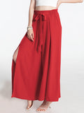 IZURIA Tied Slit Wide Leg Pants