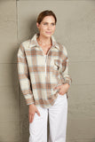 Double Take Plaid Half-Zip Collared Curved Hem Sweatshirt