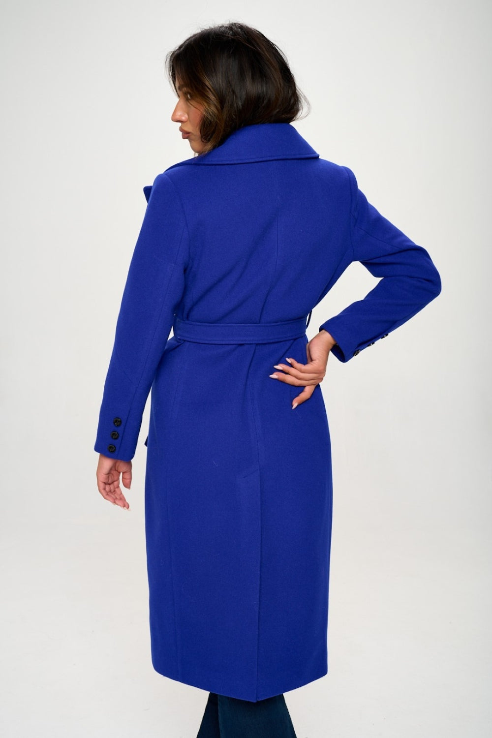 Elysian Luxe Longline Coat - Double-Breasted with Silk Sash