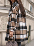 MeiMei Pocketed Plaid Button Up Dropped Shoulder Shacket