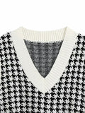 Houndstooth V-Neck Sweater Vest