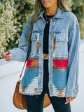 Collared Neck Dropped Shoulder Denim Jacket