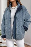 MeiMei Pocketed Zip Up Dropped Shoulder Denim Jacket