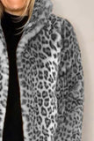 Opulent Leopard Luxe Fur-Collared Long Sleeve Coat