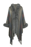 Color Block Fringe Detail Poncho