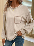 Mandy Contrast Stitching Round Neck Long Sleeve T-Shirt