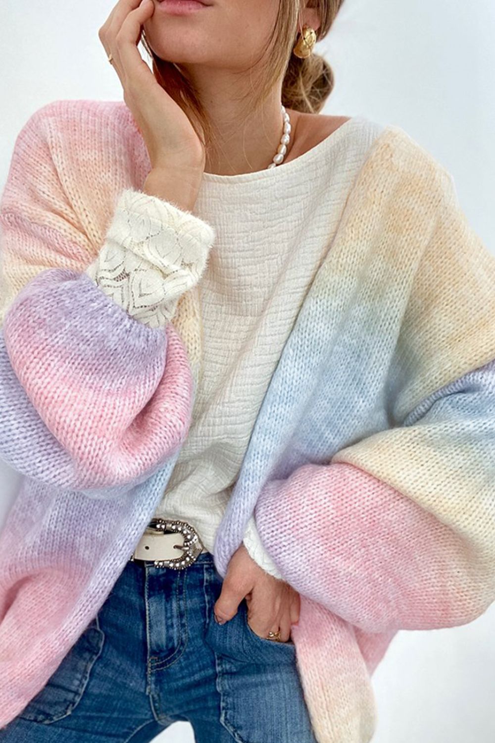 Elysian Ombre Luxe Cardigan - Stylish Gradient Knit Sweater