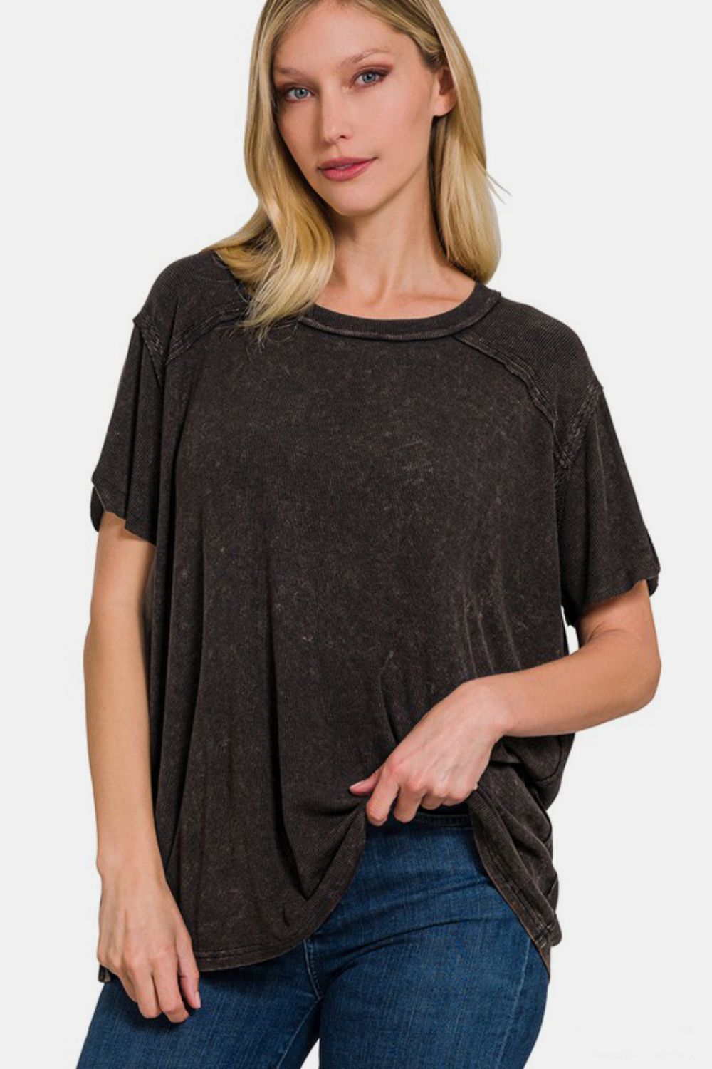 Ribbed Luxe Tee - Elysian Style Top