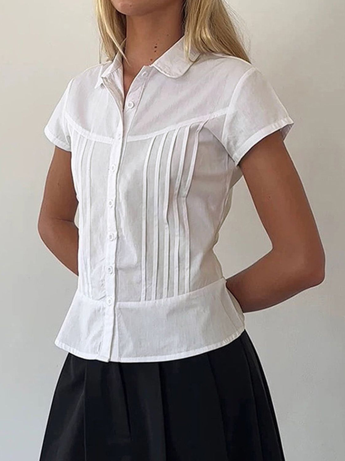 Celestial Button-Up Blouse - Luxe Collar Womens Top