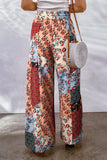 Full Size Drawstring Printed Wide Leg Pants