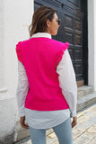 Round Neck Ruffled Sweater Vest