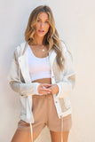 Drawstring Color Block Long Sleeve Jacket