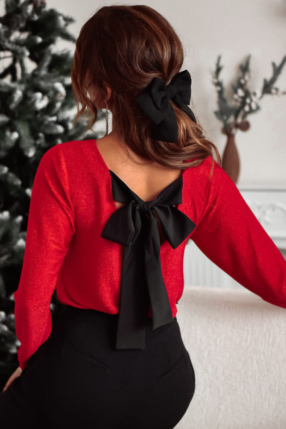 V-Neck Bow Blouse - Elegant Enchanted Top