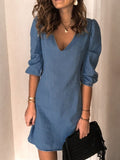 Full Size V-Neck Half Sleeve Dress