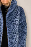 Opulent Leopard Luxe Fur-Collared Long Sleeve Coat