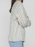 Openwork Round Sleeve Cable-Knit Sweater